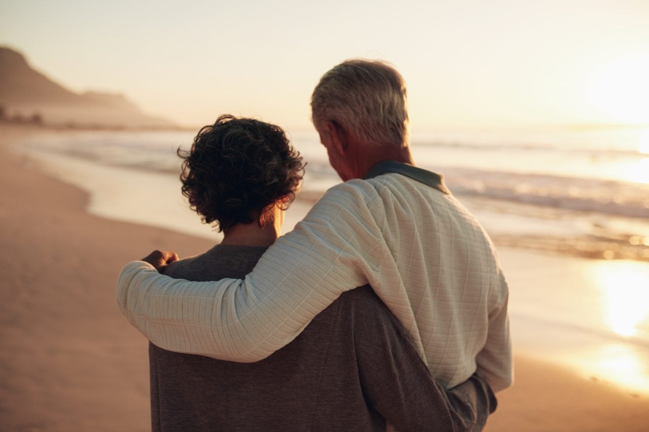 Senior couple spending leisurely time on the beach